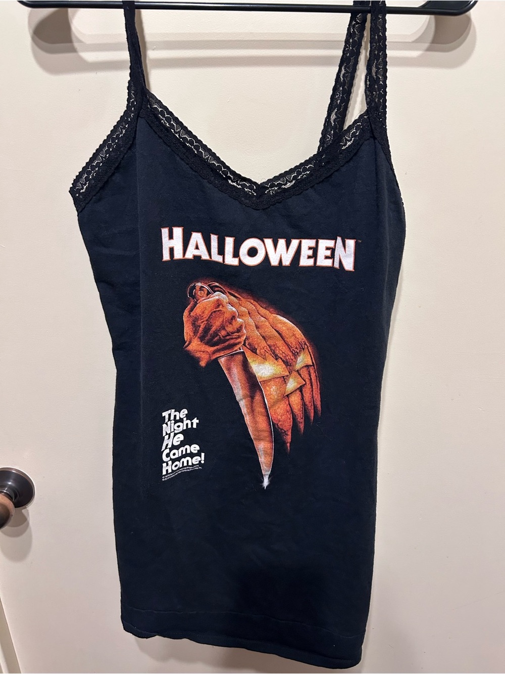 Veras EyeCandy Black Halloween Horror Film Lace-Trim Slip Dress